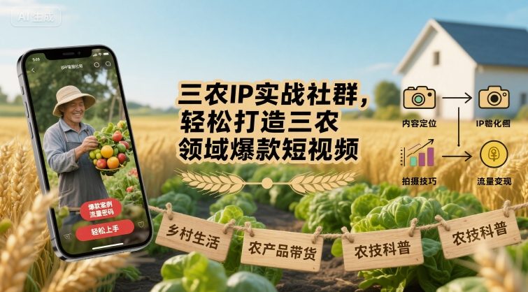 三农IP实战社群，轻松打造三农领域爆款短视频-旺仔资源库