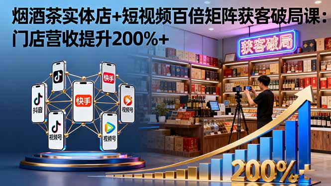 烟酒茶实体店+短视频百倍矩阵获客破局课：门店营收提升200%+-旺仔资源库