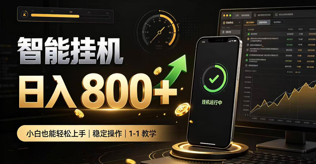 零值守智能挂G,副业高效增收居家智能挂G,新手也能日入800【揭秘】-旺仔资源库