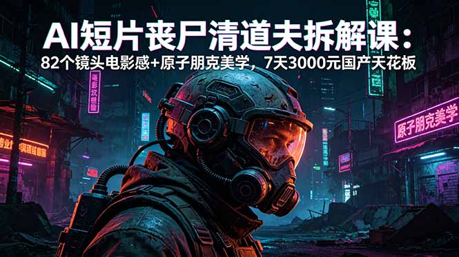 AI短片《丧尸清道夫》拆解课：82个镜头电影感+原子朋克美学，7天3000元国产天花板-旺仔资源库