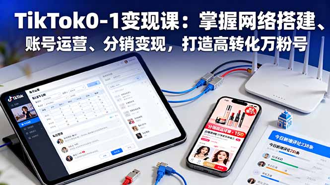 TikTok0-1变现课：掌握网络搭建、账号运营、分销变现，打造高转化万粉号-旺仔资源库