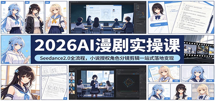 2026AI漫剧实操课：Seedance2.0全流程，小说授权角色分镜剪辑一站式落地变现-旺仔资源库