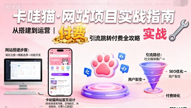 卡哇猫·网站项目，网站搭建与运营以及引流跳转付费-旺仔资源库