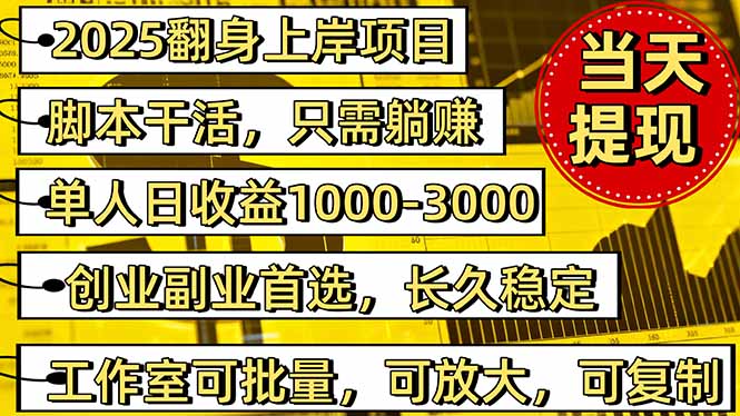 稳定八年美金掘金2.0脚本干活，只需躺赚。单人日收益1000-3000可批量、…-旺仔资源库