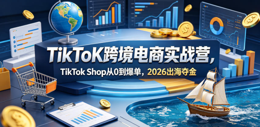 TikToK跨境电商实战营，TikTok Shop从0到爆单，2026出海夺金-旺仔资源库