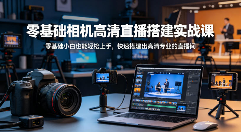 零基础相机高清直播间搭建实战课,小白也能轻松上手,快速搭建出高清专业的直播间-旺仔资源库