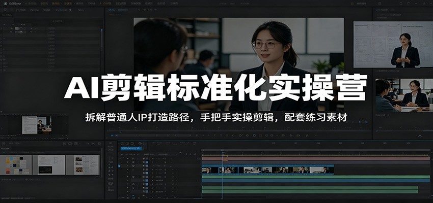 AI剪辑标准化实操营：拆解普通人IP打造路径，手把手实操剪辑，配套练习素材-旺仔资源库