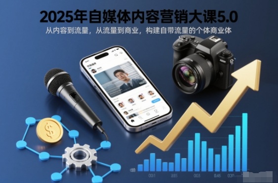 2025年自媒体内容营销大课5.0，从内容到流量，从流量到商业，构建自带流量的个体商业体-旺仔资源库