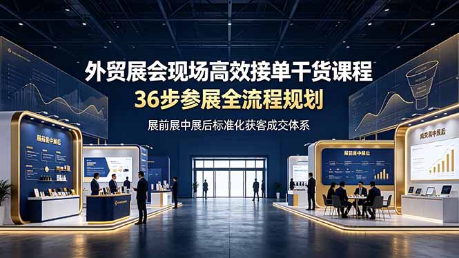 外贸展会现场高效接单干货课程,36步参展全流程规划,展前展中展后标准化获客成交体系-旺仔资源库