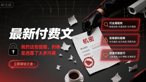 最新付费文：我的这些提醒，的确是透露了太多内幕-旺仔资源库