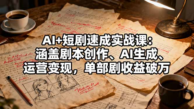 AI+短剧速成实战课:涵盖剧本创作、AI生成、运营变现,单部剧收益破万-旺仔资源库