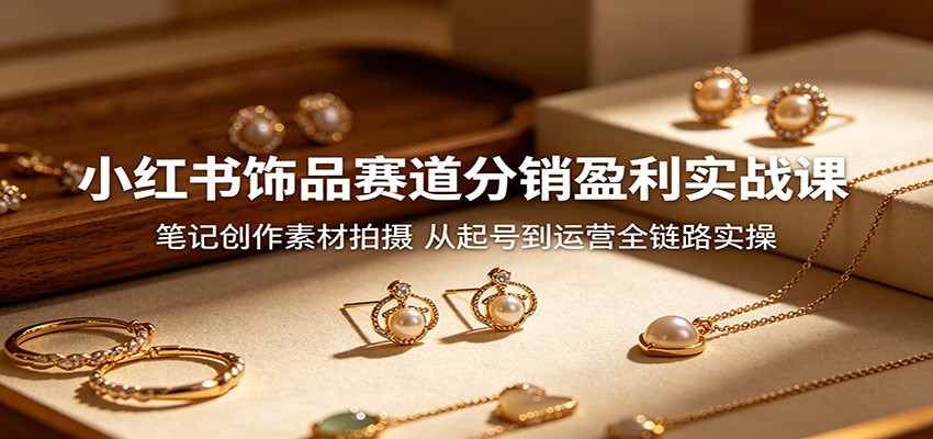 小红书饰品赛道分销盈利实战课：笔记创作素材拍摄，从起号到运营全链路实操-旺仔资源库