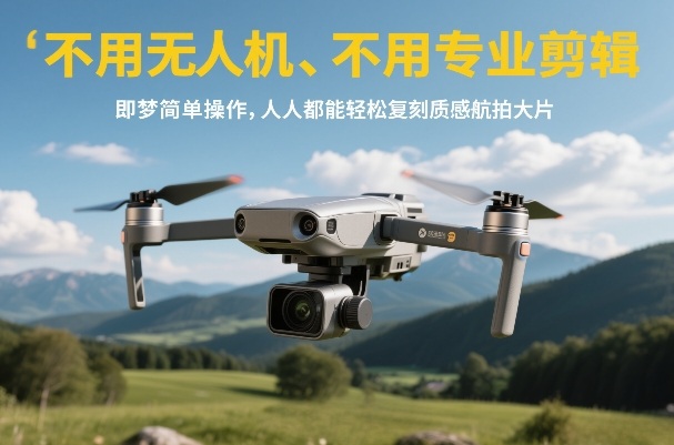 不用无人机、不用专业剪辑，即梦简单操作，人人都能轻松复刻质感航拍大片-旺仔资源库