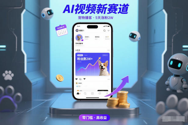 AI视频新赛道，宠物播客仅注册5天涨粉2W，收益非常可观-旺仔资源库