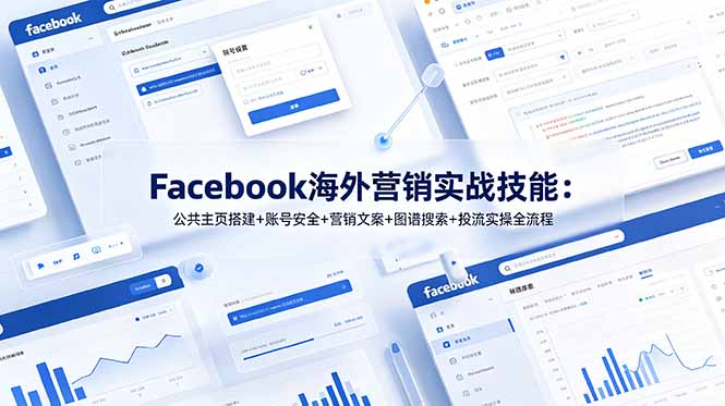 Facebook海外营销实战技能：公共主页搭建+账号安全+营销文案+图谱搜索+投流实操全流程-旺仔资源库