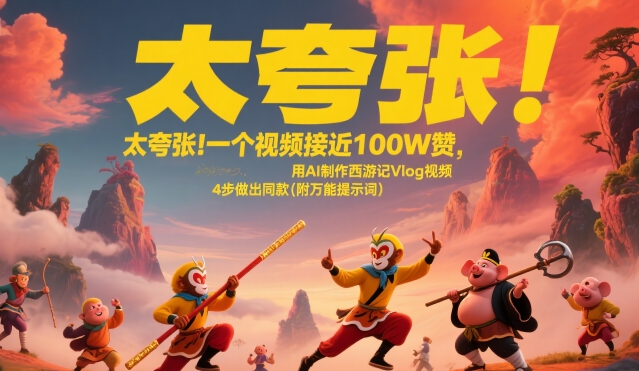 太夸张！一个视频接近100W赞，用AI制作西游记Vlog视频，全流程拆解来了(附万能提示词)-旺仔资源库
