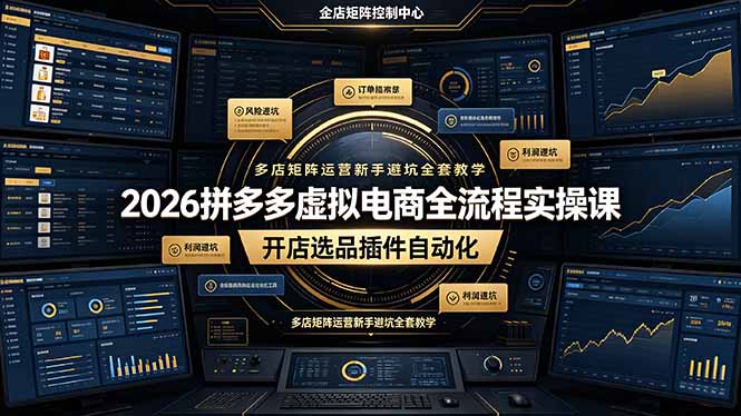2026拼多多虚拟电商全流程实操课,开店选品插件自动化,多店矩阵运营新手避坑全套教学-旺仔资源库