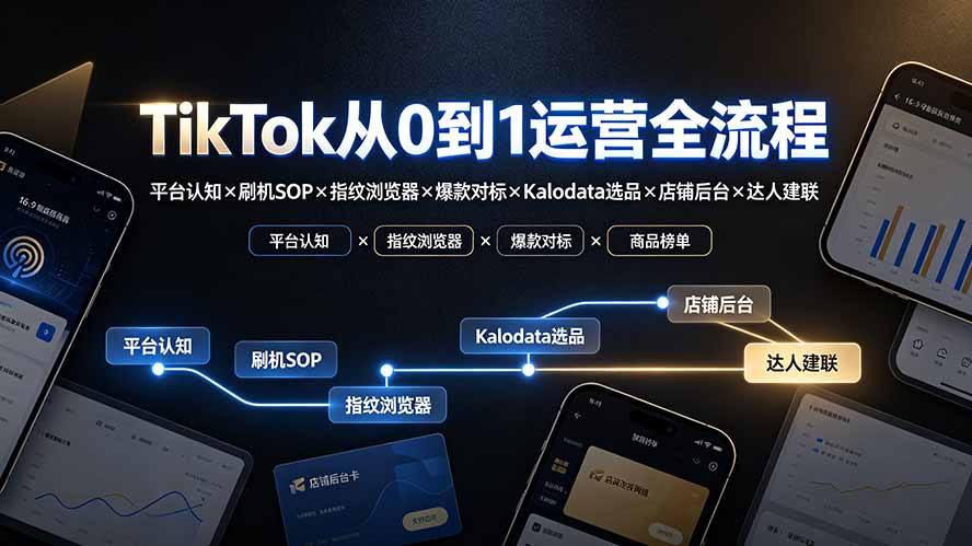 TikTok从0到1运营全流程-更新:平台认知×刷机SOP×指纹浏览器×爆款对标×Kalodata选品×店铺后台×达人建联-旺仔资源库
