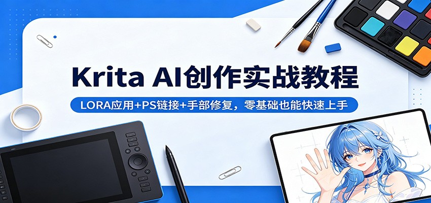 Krita AI创作实战教程：LORA应用+PS链接+手部修复，零基础也能快速上手-旺仔资源库