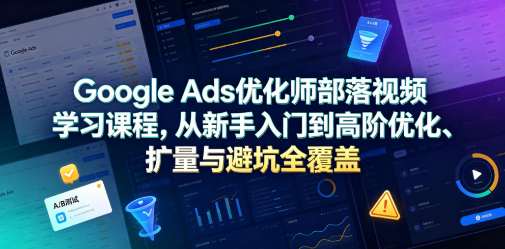 Google Ads优化师部落视频学习课程，从新手入门到高阶优化、扩量与避坑全覆盖(更新2026)-旺仔资源库
