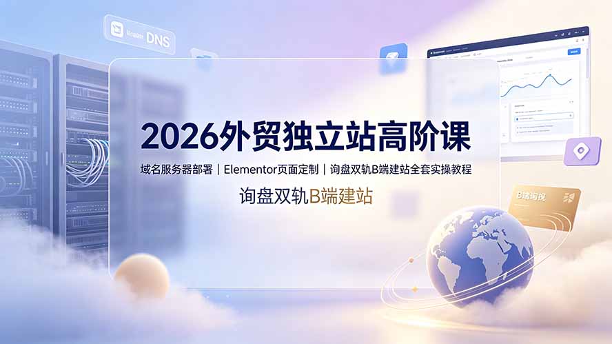 2026外贸独立站高阶课·域名服务器部署|Elementor页面定制|询盘双轨B端建站全套实操教程-旺仔资源库