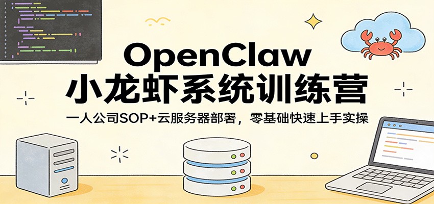 OpenClaw小龙虾系统训练营：一人公司SOP，云服务器部署，零基础快速上手实操-旺仔资源库
