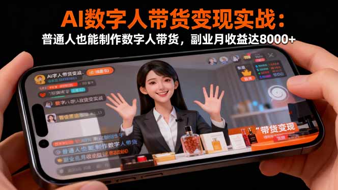 AI数字人带货变现实战:普通人也能制作数字人带货,副业月收益达8000+-旺仔资源库