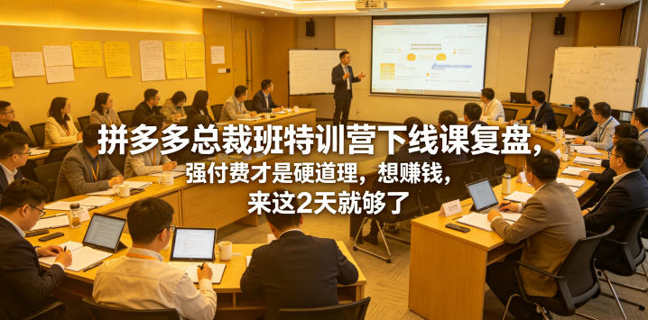 拼多多总裁班特训营下线课复盘，强付费才是硬道理，想賺钱，来这2天就够了-旺仔资源库