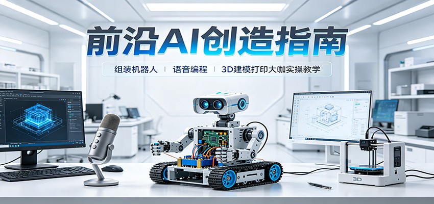 前沿AI创造指南:组装机器人、语音编程、3D建模打印大咖实操教学-旺仔资源库