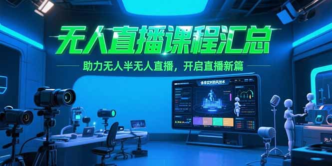 无人直播课程汇总，含非实时防风技术，助力无人半无人直播，开启直播新篇-旺仔资源库