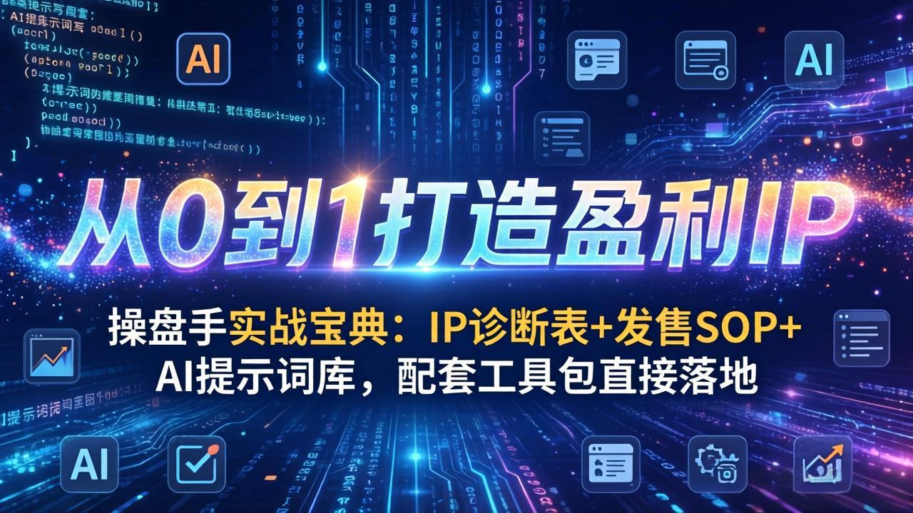 操盘手实战宝典：IP诊断表+发售SOP+AI提示词库，配套工具包直接落地，从0到1打造盈利IP-旺仔资源库