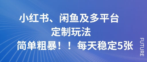 小红书、闲鱼及多平台定制玩法简单粗暴！每天稳定5张-旺仔资源库