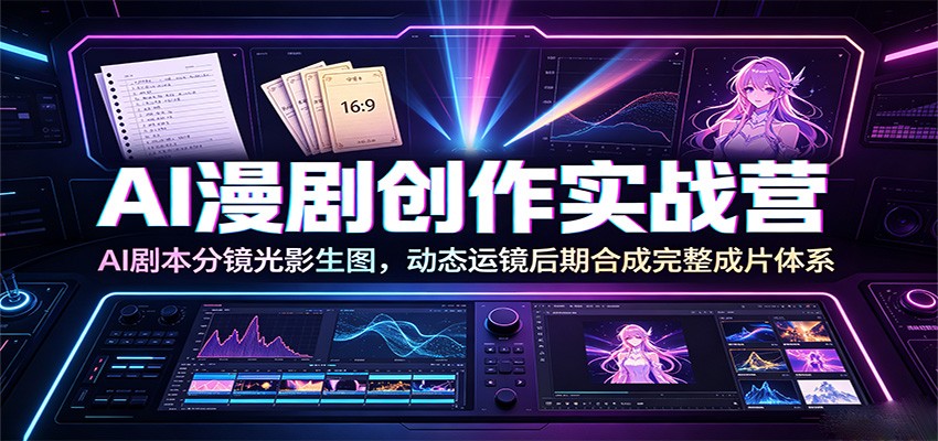 AI漫剧创作实战营:AI剧本分镜光影生图,动态运镜后期合成完整成片体系-旺仔资源库