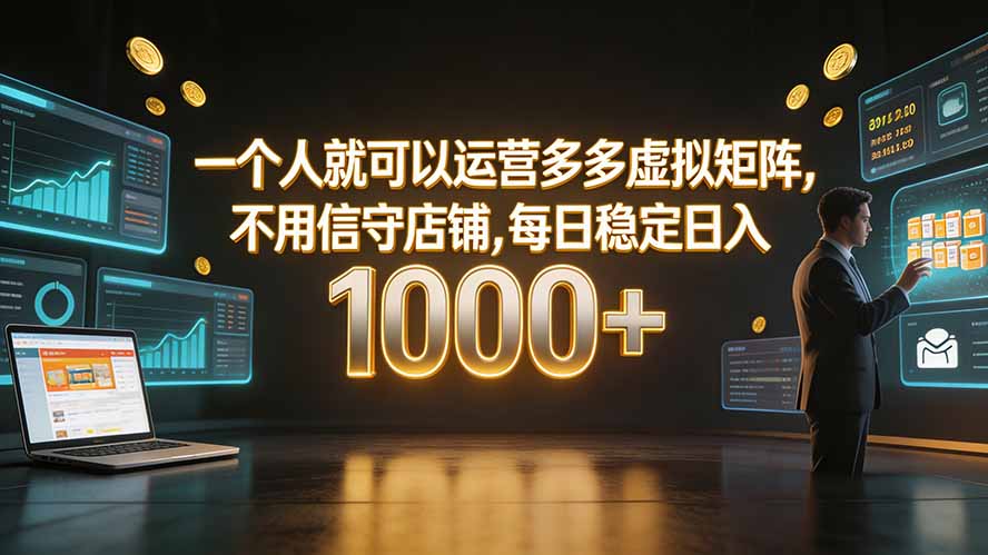 一个人就可以运营多多虚拟矩阵，不用值守店铺，每日稳定日入 1000+-旺仔资源库