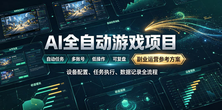 AI全自动游戏躺賺副业：日入几百，稳定运行三年的项目！【揭秘】-旺仔资源库