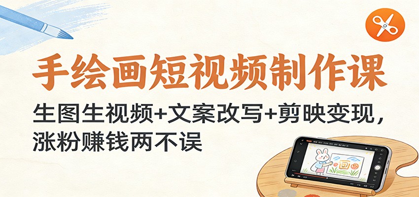 手绘画短视频制作课:生图生视频+文案改写+剪映变现,涨粉赚钱两不误-旺仔资源库