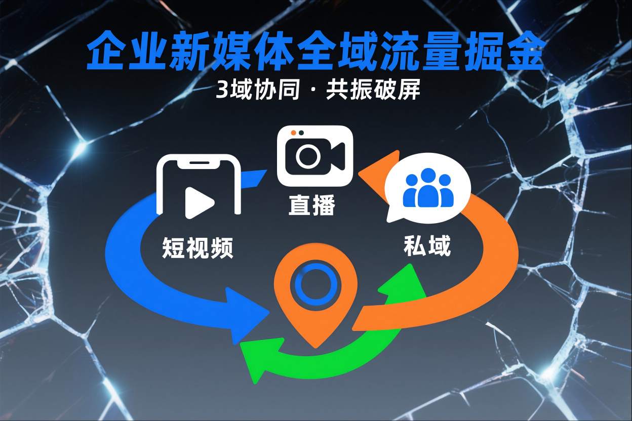 短视频全域商业模式,企业新媒体全域流量掘金,3域协同,共振破屏,短视频-直播-私域-地域-旺仔资源库