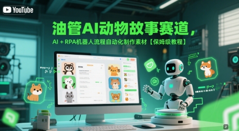 油管AI动物故事赛道，AI+RPA机器人流程自动化制作素材【保姆级教程】-旺仔资源库