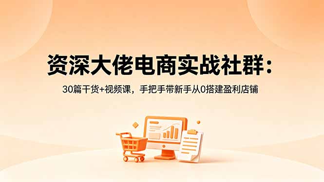 资深大佬电商实战社群:30篇干货+视频课,手把手带新手从0搭建盈利店铺-旺仔资源库