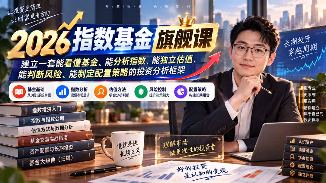 2026指数基金旗舰课|建立一套能看懂基金、能分析指数、能独立估值、能判断风险、能制定配置策略的投资分析框架-旺仔资源库
