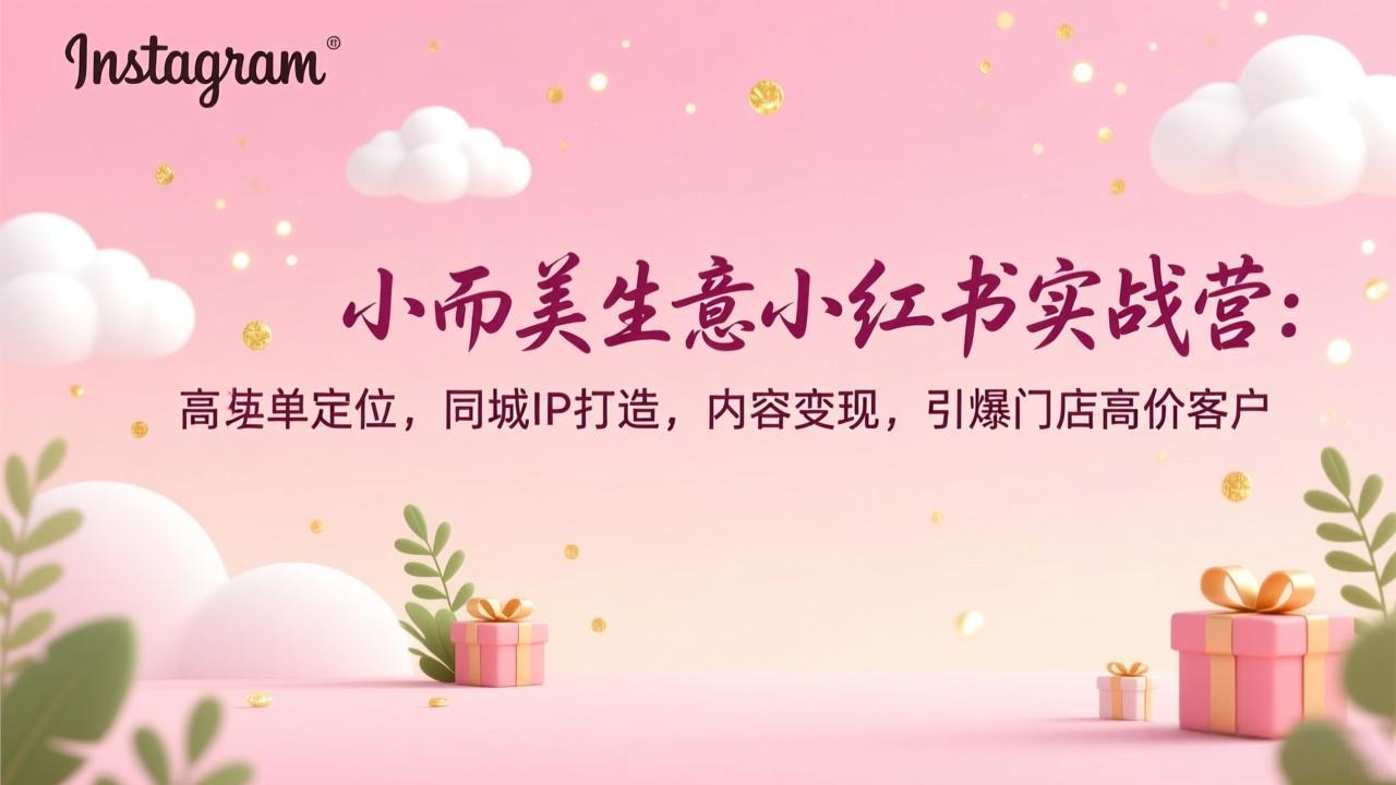 小而美生意小红书实战营：高客单定位，同城IP打造，内容变现，引爆门店高价客户-旺仔资源库