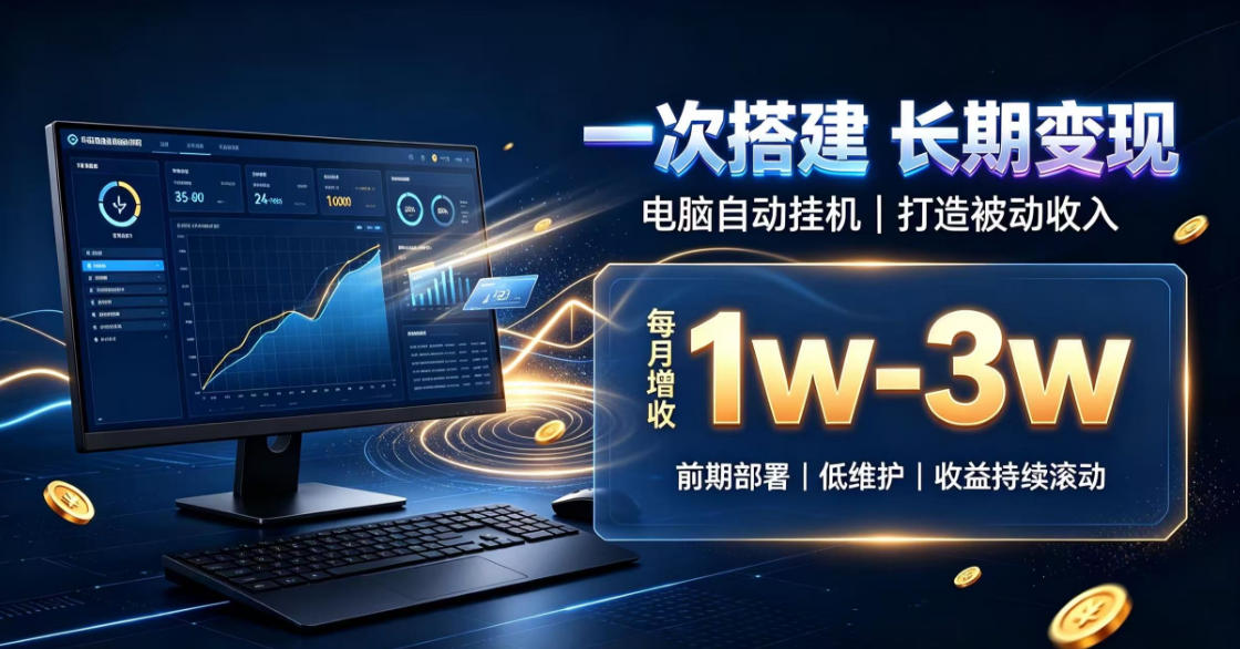 一份投入长期收益,电脑自动挂G类目,搭建被动收入每月增收1w-3w【揭秘】-旺仔资源库