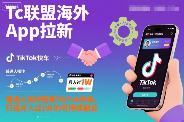 Tc联盟海外App拉新：普通人如何搭乘TikTok快车，打造月入过1W的可持续副业-旺仔资源库