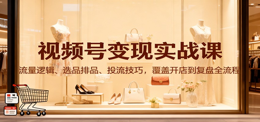 视频号变现实战课：流量逻辑、选品排品、投流技巧，覆盖开店到复盘全流程-旺仔资源库