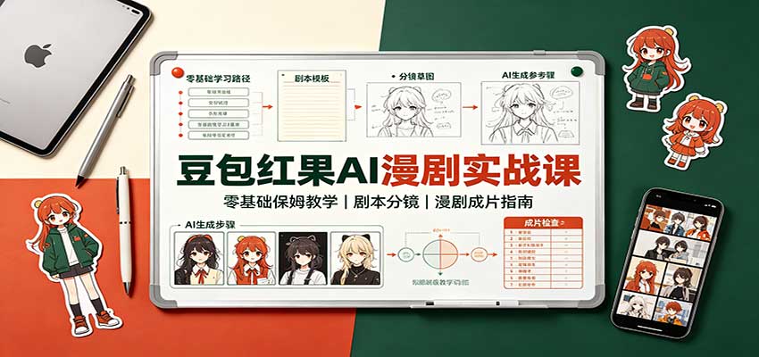 豆包红果AI漫剧实战课：零基础保姆教学，剧本分镜，漫剧成片指南-旺仔资源库