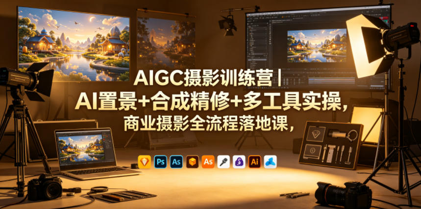 AIGC摄影训练营｜AI置景+合成精修+多工具实操，商业摄影全流程落地课-旺仔资源库