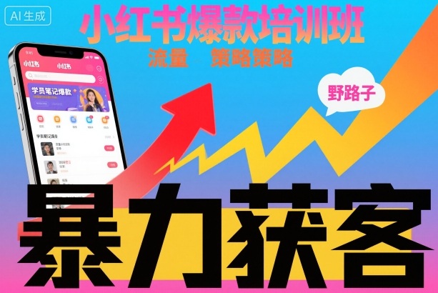 小红书爆款培训班,小红书获客野路子流量打法,暴力持续获客-旺仔资源库