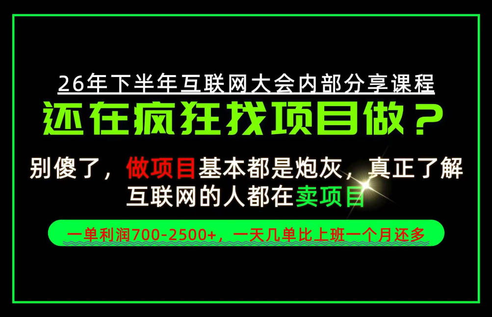 请不要再疯狂的找项目了！卖项目一单700-2.5k+不香吗？当天上手，当天变现！【揭秘】-旺仔资源库