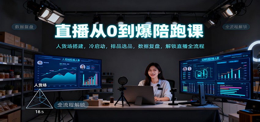 直播从0到爆陪跑课：人货场搭建，冷启动，排品选品，数据复盘，解锁直播全流程-旺仔资源库