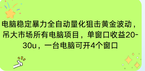 电脑EA策略挂机项目单窗口收益20-30u，单电脑可挂5-10个窗口收益稳健4位数-旺仔资源库